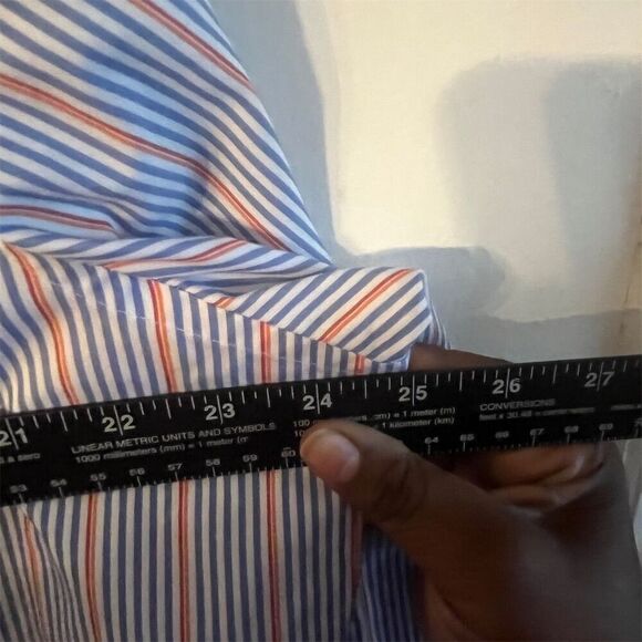 Banana Republic Men's XL Striped Slim Fit Non-Iron Long Sleeve Dress Shirt - Picture 7 of 8